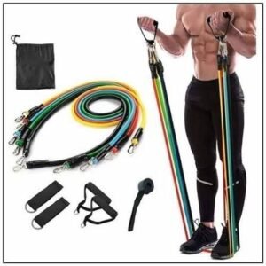 Resistance Bands Set | 11pcs Latex Pull Rope | With Door Anchor, Handles & Ankle Straps |
